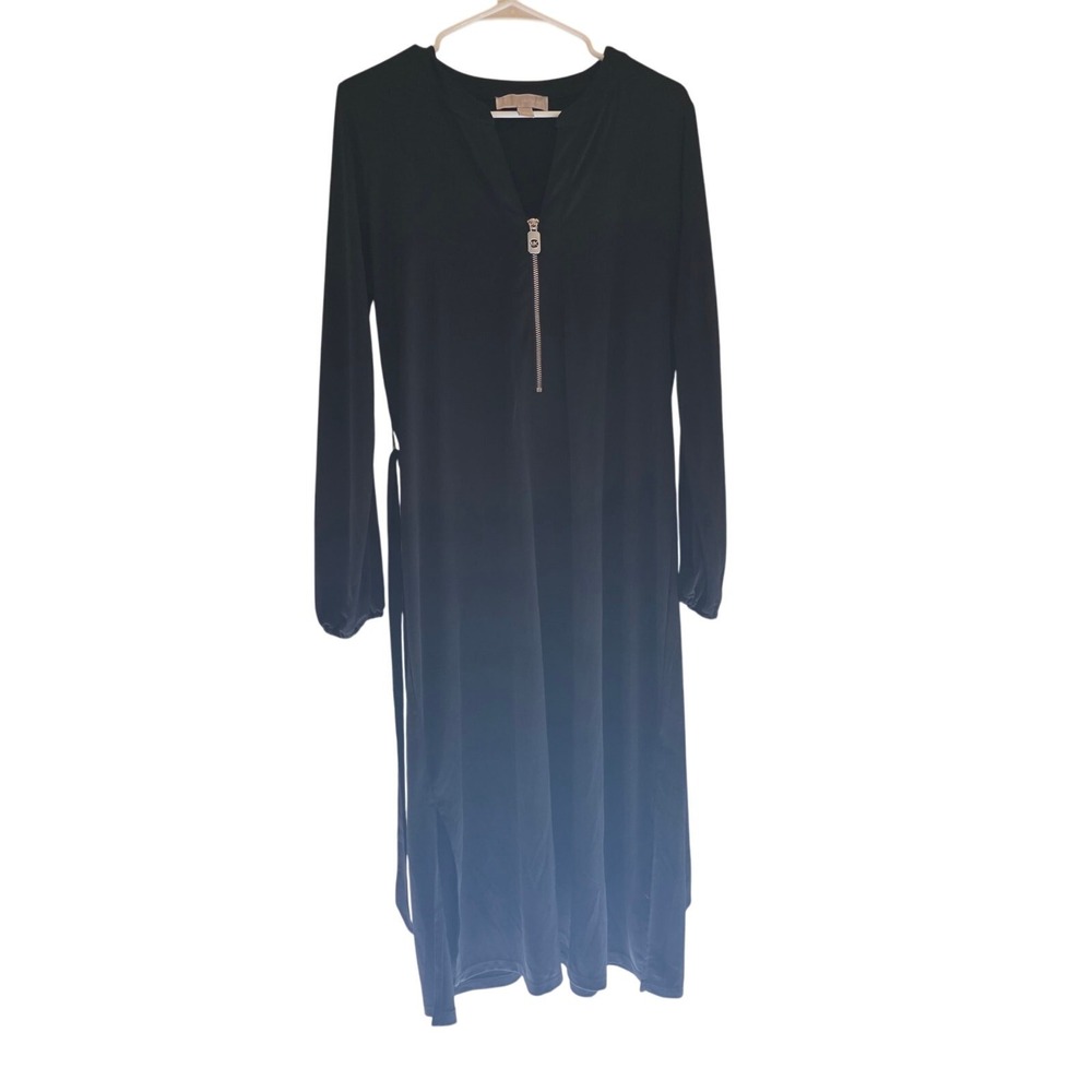 Michael Michael Kors Midi Dress L Womens Black Long Sleeve Pullover Stretchy